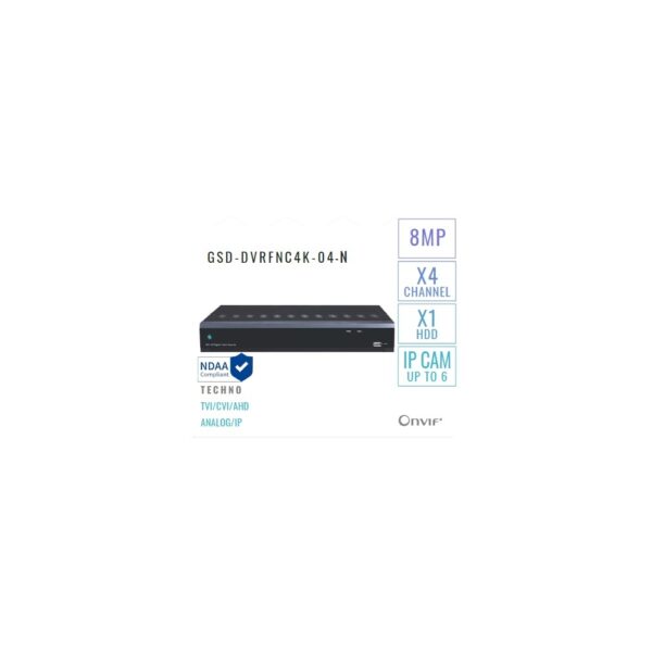 4 Channels DVR Recorder 8MP/4K + HDD - Image 2