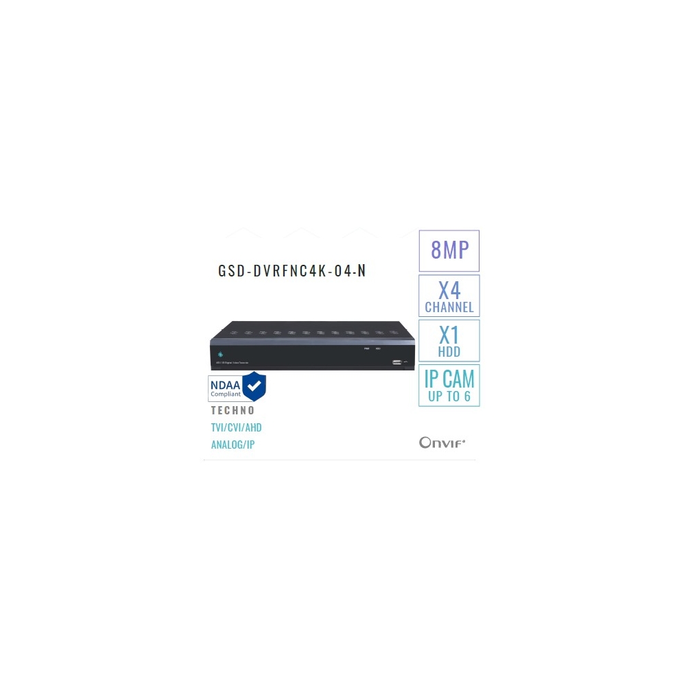 4 Channels DVR Recorder 8MP/4K + HDD - Image 2