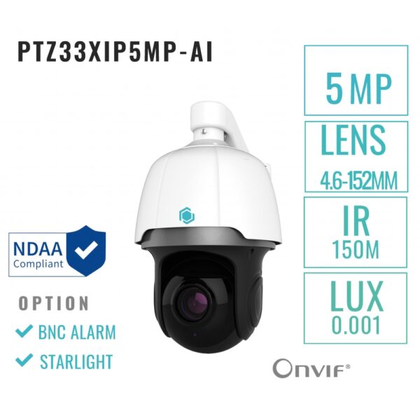 IP Point Tilt Zoom 5MP Camera with AI