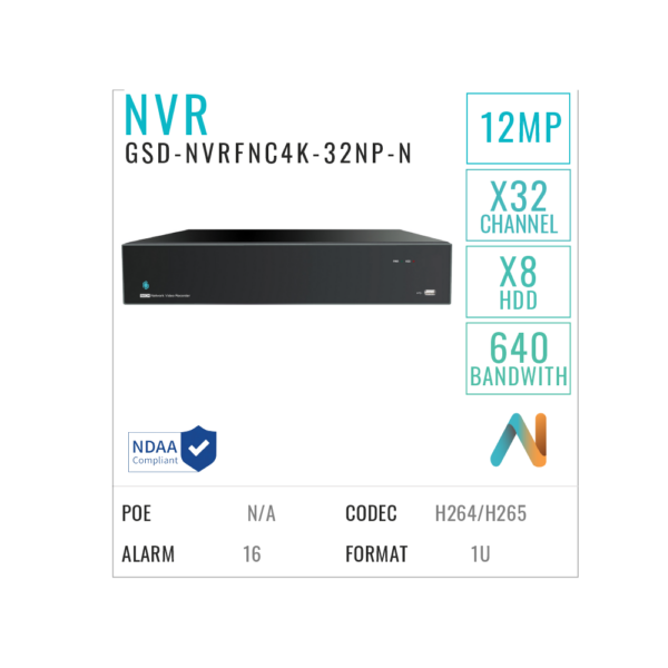 32 Ports NVR Recorder 8MP/4K + HDD