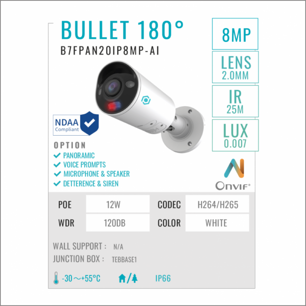 IP Bullet 8MP Camera with AI