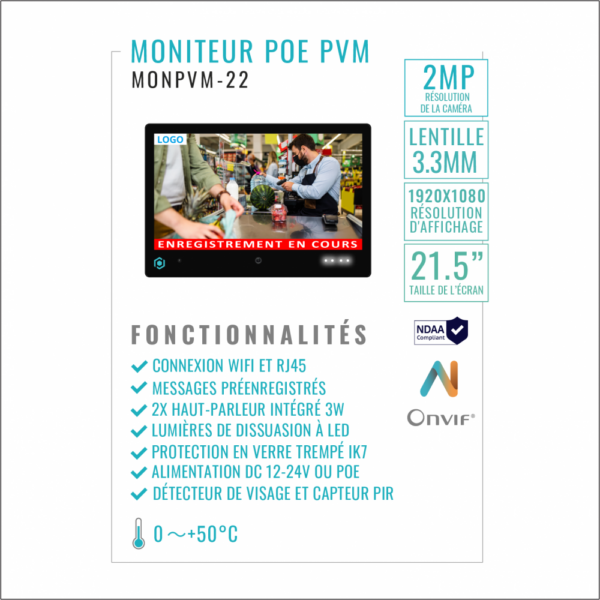 Moniteur POE PVM - 22 pouces