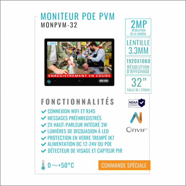 Moniteur POE PVM - 32 pouces