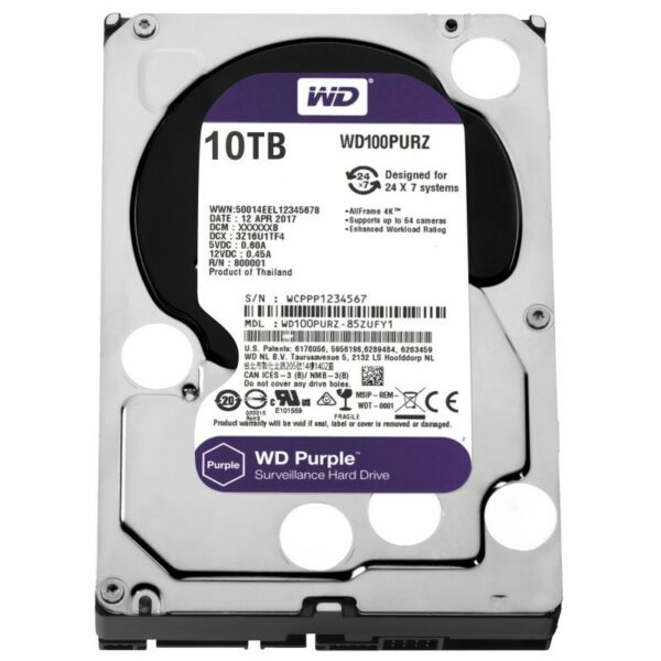Western Digital Purple 256 MB + 10 TB HDD Internal Hard Drive