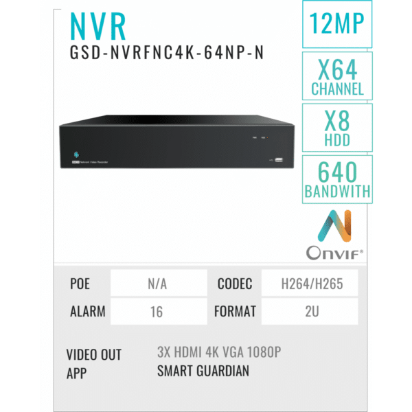 64 Ports NVR Recorder 8MP/4K